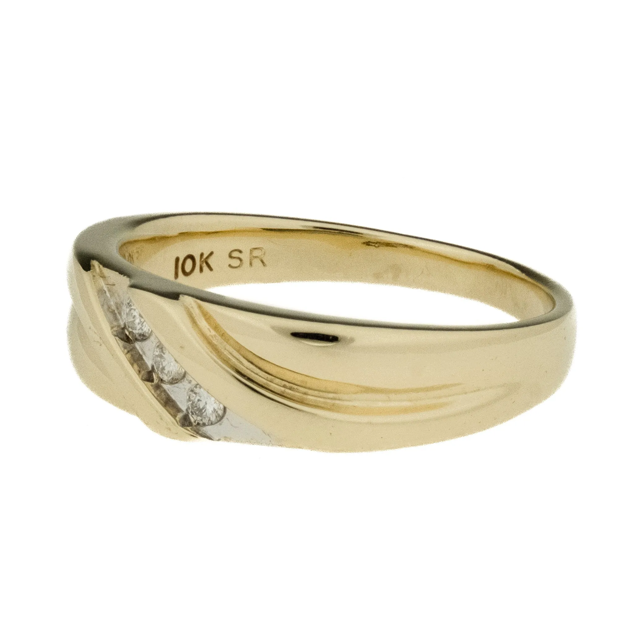 0.06ctw Round Diamond Men's Wedding Band Ring in 10K Two Tone Gold