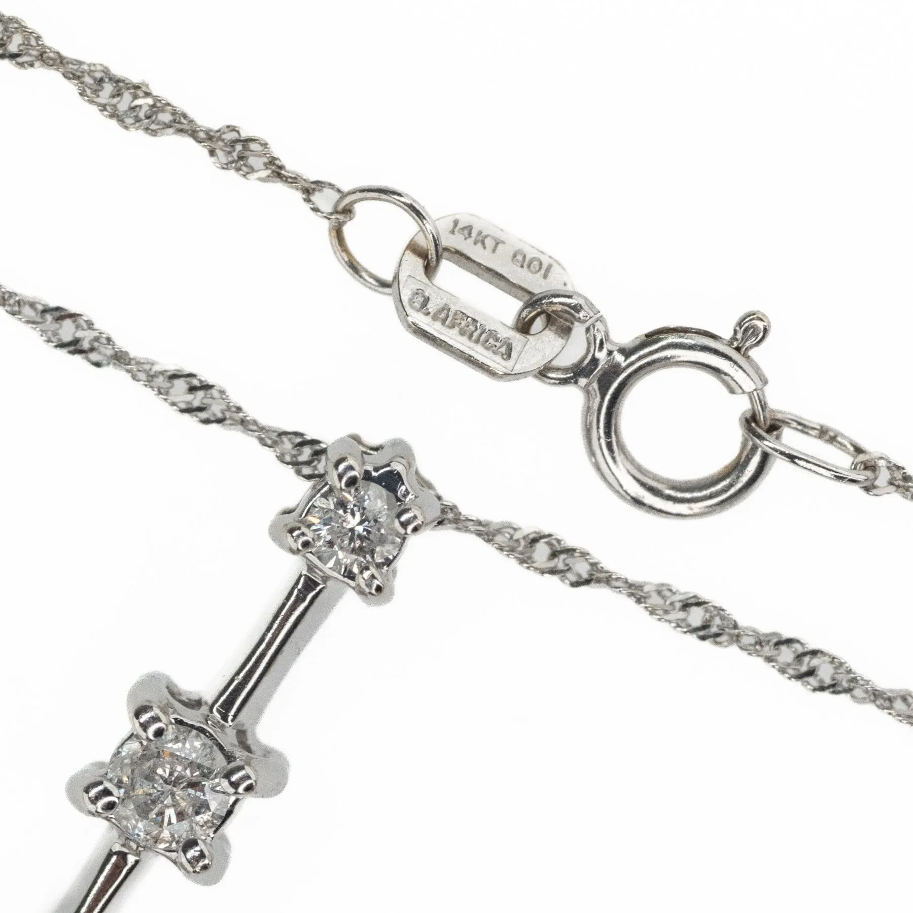 0.21ctw 3 Diamond Drop Pendant with 18" Rope Chain in 14K White Gold