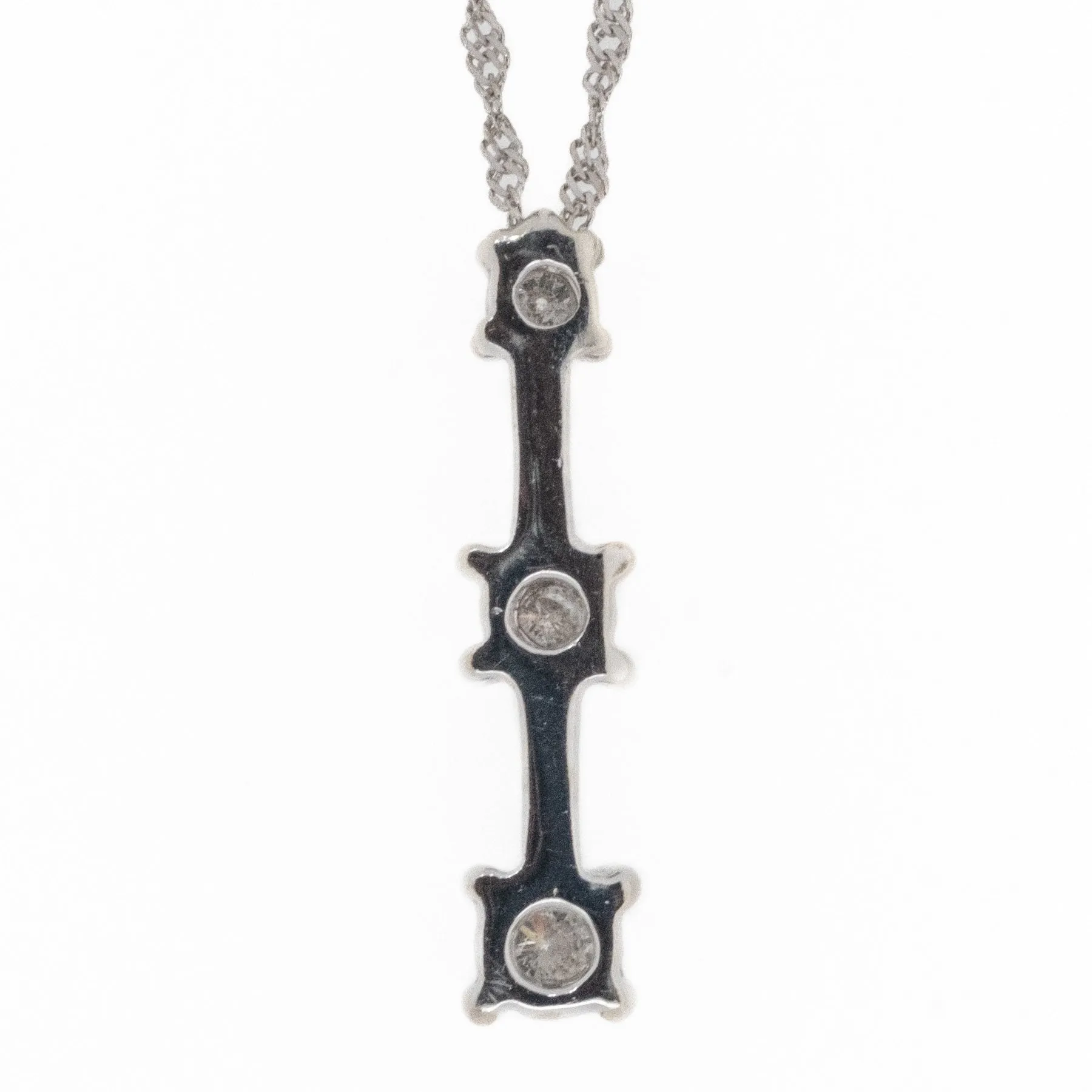 0.21ctw 3 Diamond Drop Pendant with 18" Rope Chain in 14K White Gold