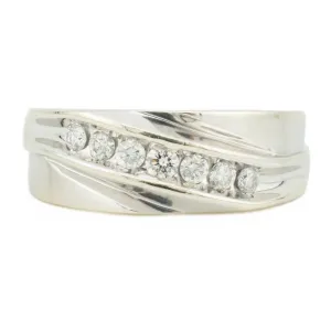 0.21ctw Gent's Diamond Accented Wedding Band in 10K White Gold - Size 7