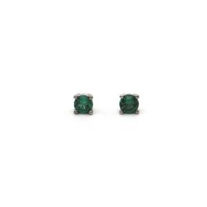 0.28CT Emerald and 18K White Gold Stud Earrings