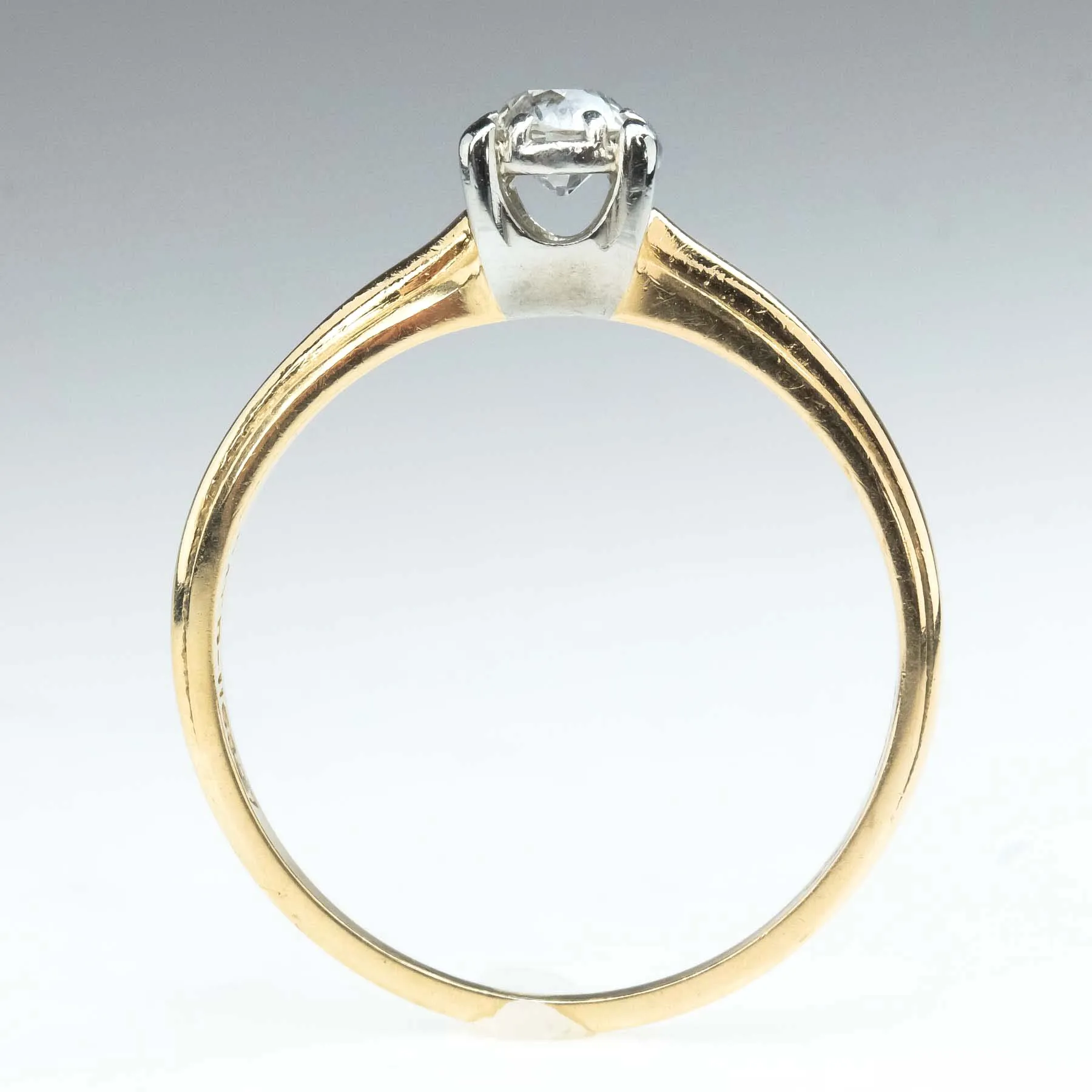 0.30ct European Cut Diamond Solitaire Engagement Ring in 14K Yellow Gold