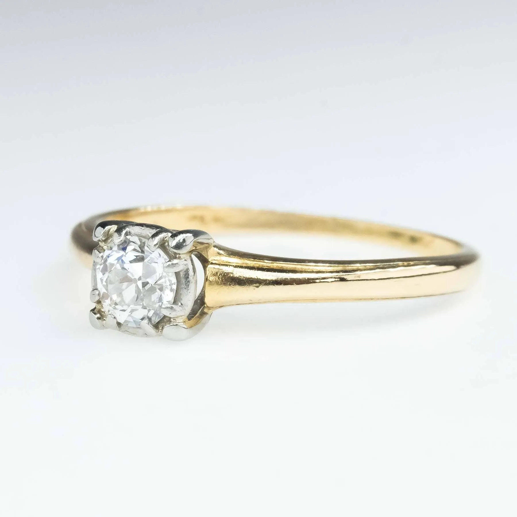 0.30ct European Cut Diamond Solitaire Engagement Ring in 14K Yellow Gold