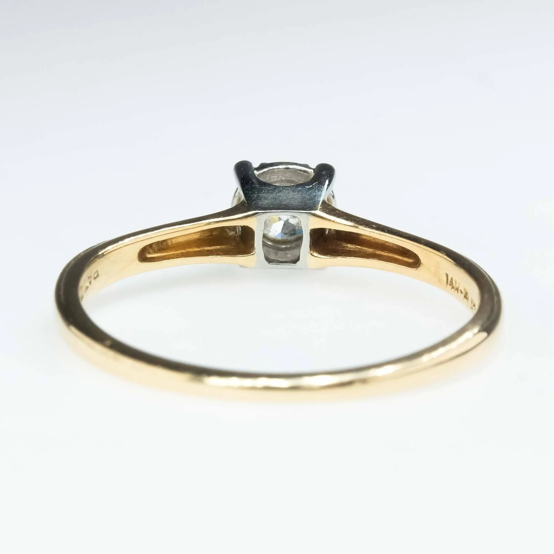0.30ct European Cut Diamond Solitaire Engagement Ring in 14K Yellow Gold