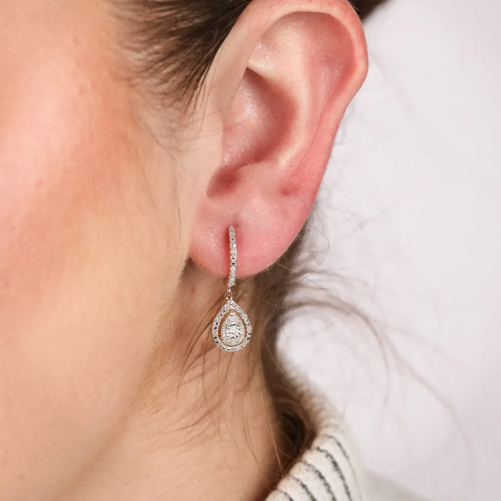 0.45 Carat Earring & Pendant Set in Gold Plated Sterling Silver on 45cm Chain
