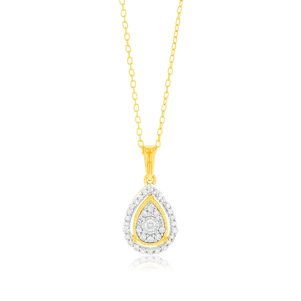 0.45 Carat Earring & Pendant Set in Gold Plated Sterling Silver on 45cm Chain