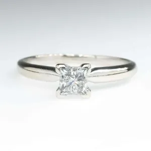 0.47ct Princess Diamond Solitaire Engagement Ring in 14K White Gold