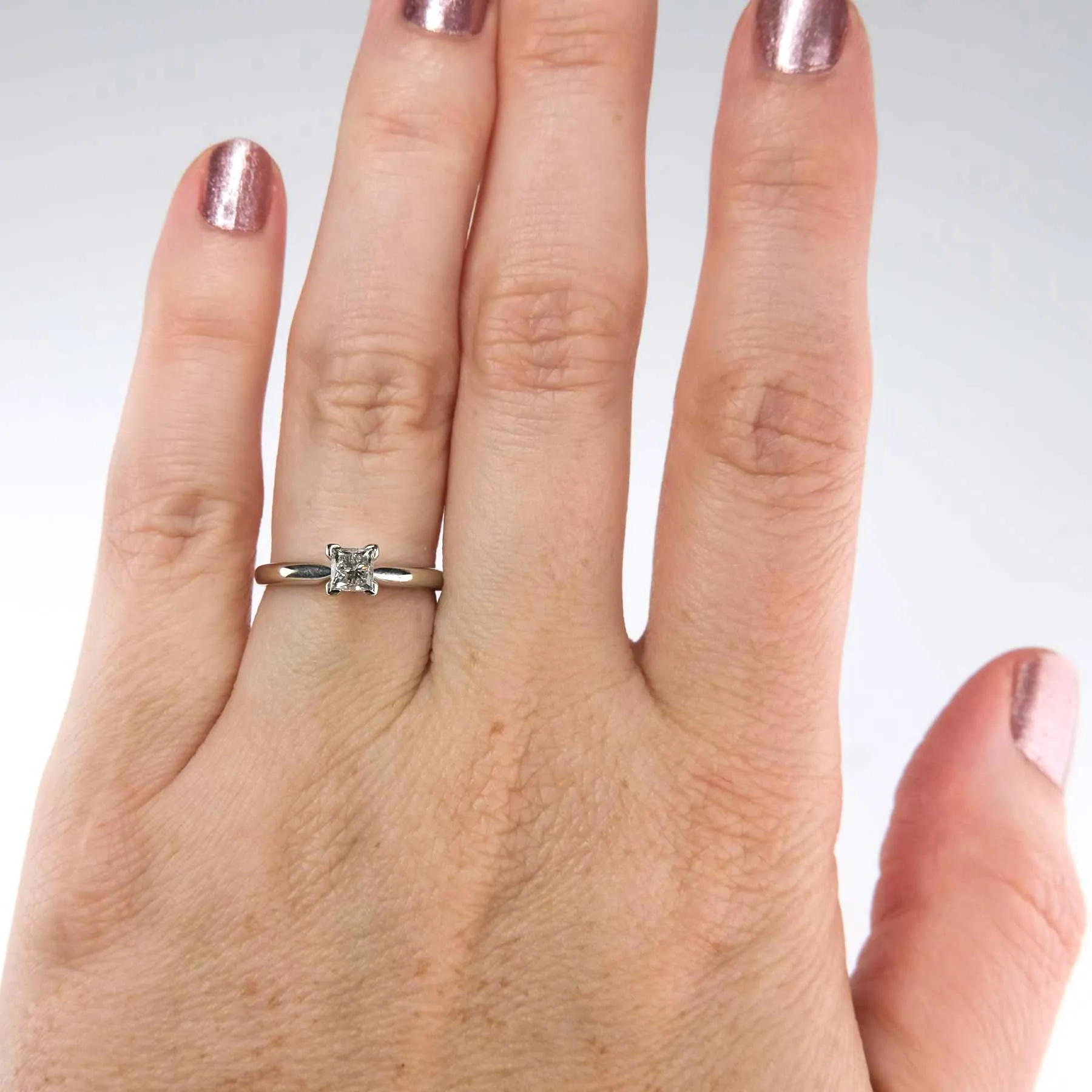 0.47ct Princess Diamond Solitaire Engagement Ring in 14K White Gold
