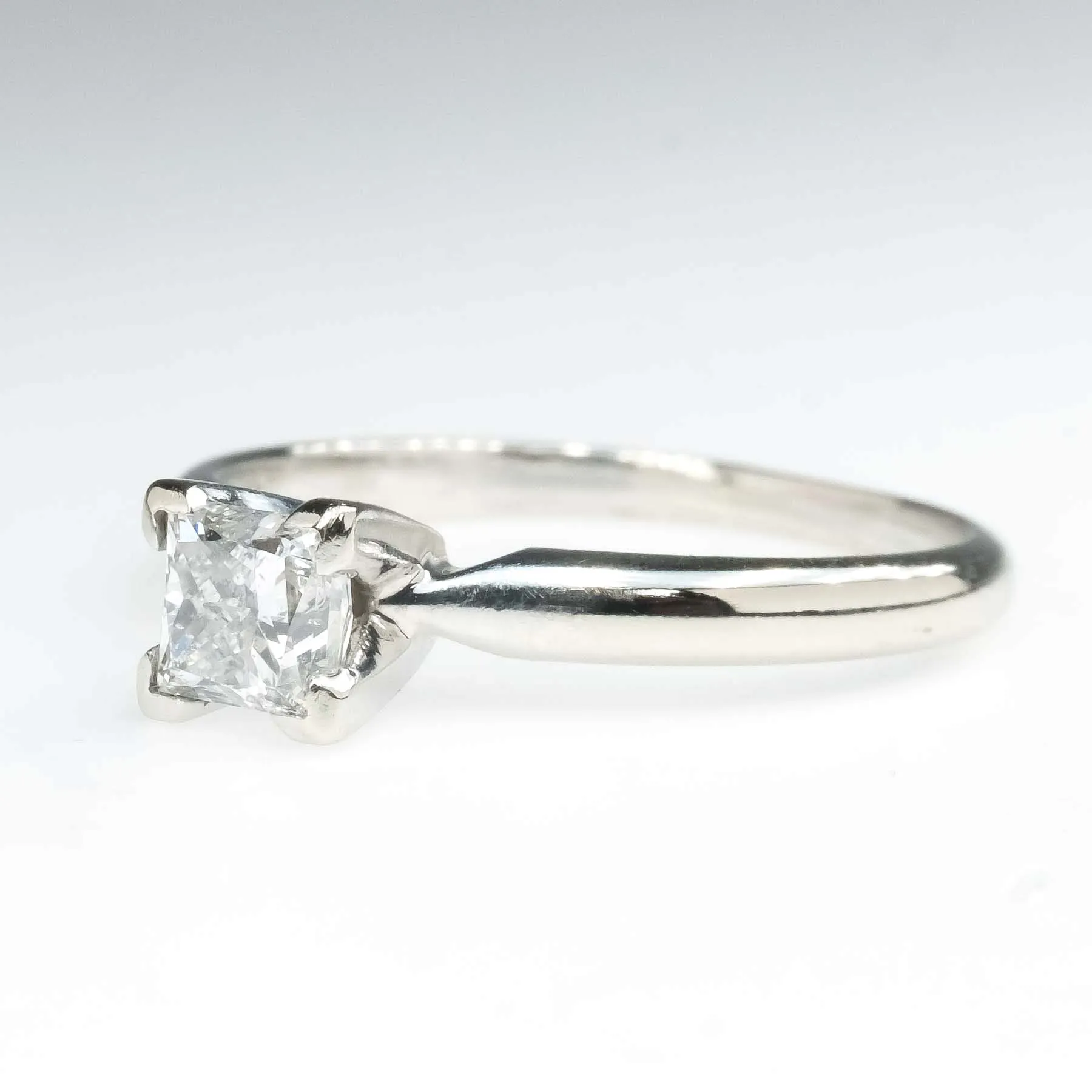 0.47ct Princess Diamond Solitaire Engagement Ring in 14K White Gold