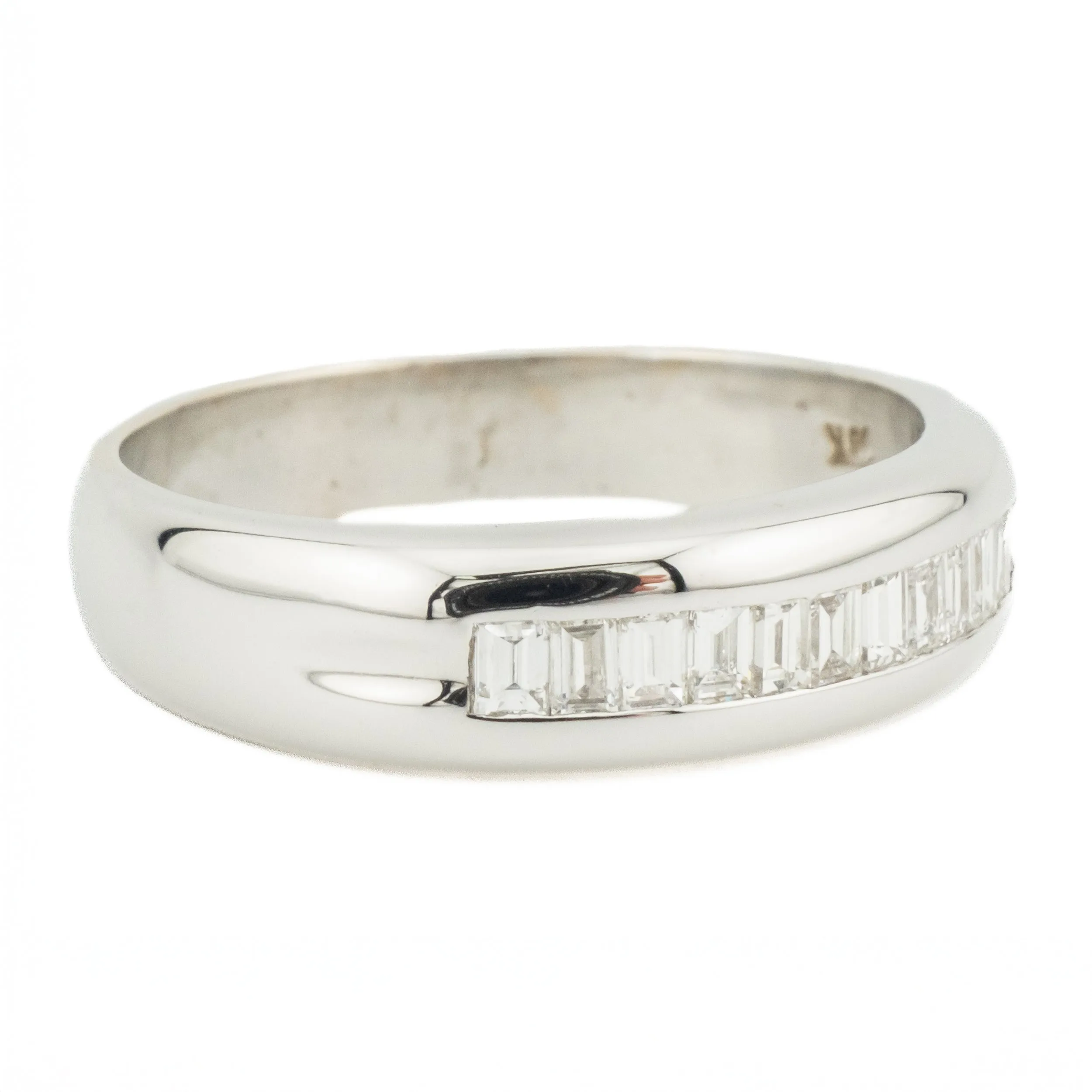 0.50ctw Baguette Diamond Accented Wedding Band in 18K White Gold - Size 8.75