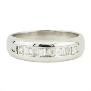 0.50ctw Baguette Diamond Accented Wedding Band in 18K White Gold - Size 8.75