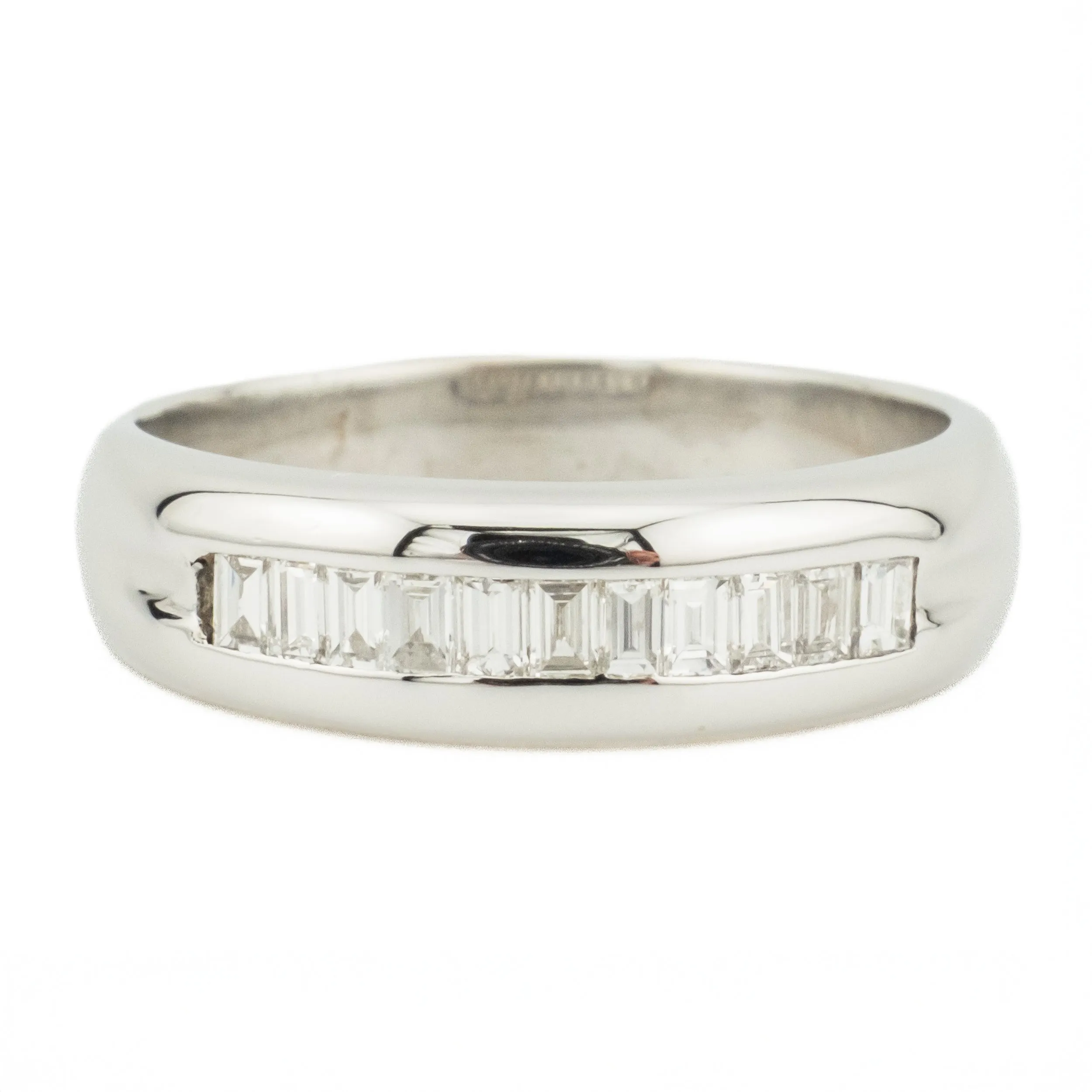 0.50ctw Baguette Diamond Accented Wedding Band in 18K White Gold - Size 8.75