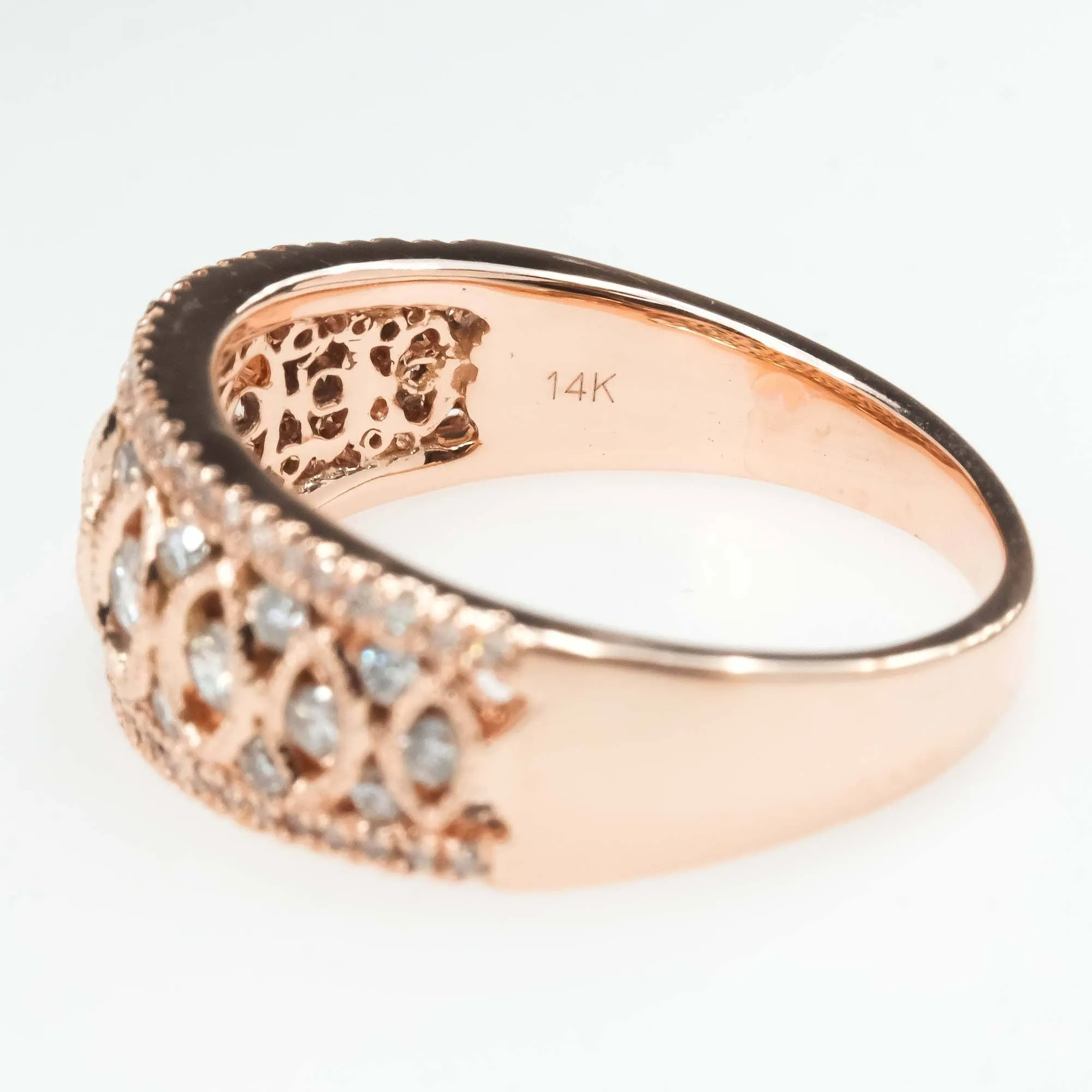 0.62ctw Diamond Anniversary Filigree Wide Ring in 14K Rose Gold