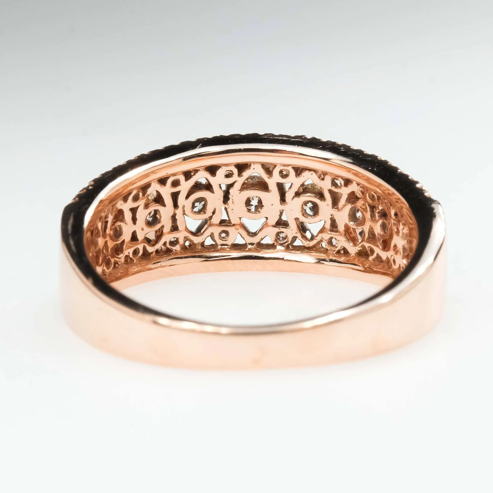 0.62ctw Diamond Anniversary Filigree Wide Ring in 14K Rose Gold