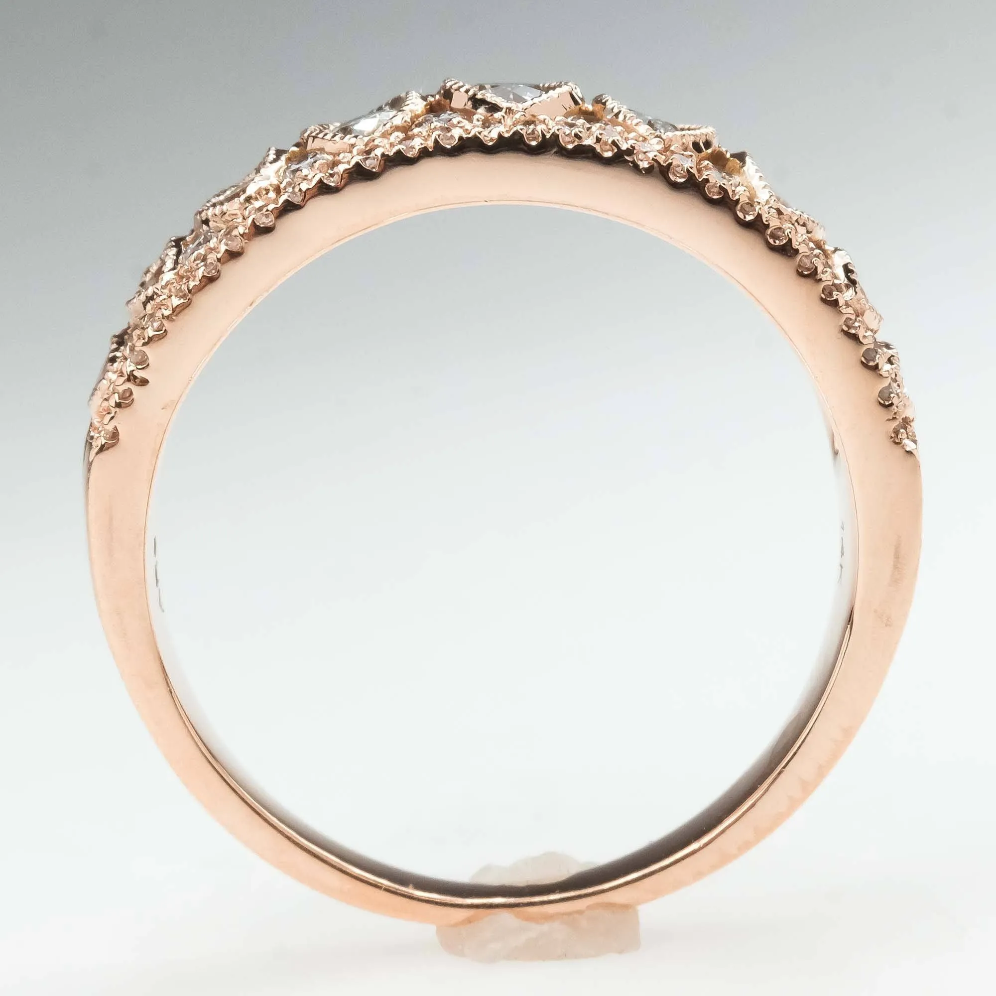 0.62ctw Diamond Anniversary Filigree Wide Ring in 14K Rose Gold