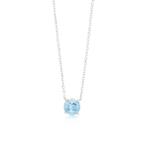 0.9 Carat Blue Topaz Pendant with 45cm Chain in 9ct White Gold