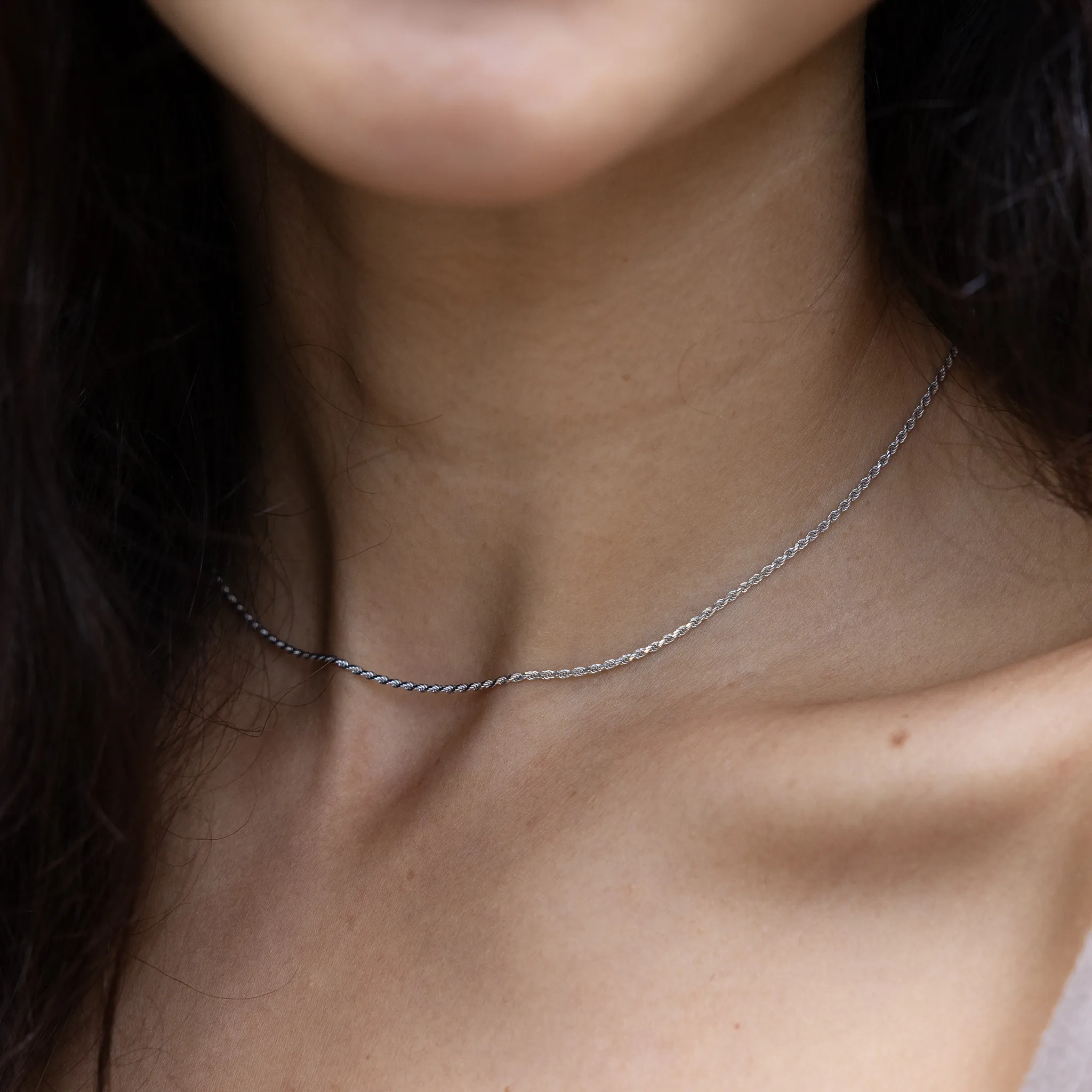 1.0mm Flex Rope Chain in White Gold