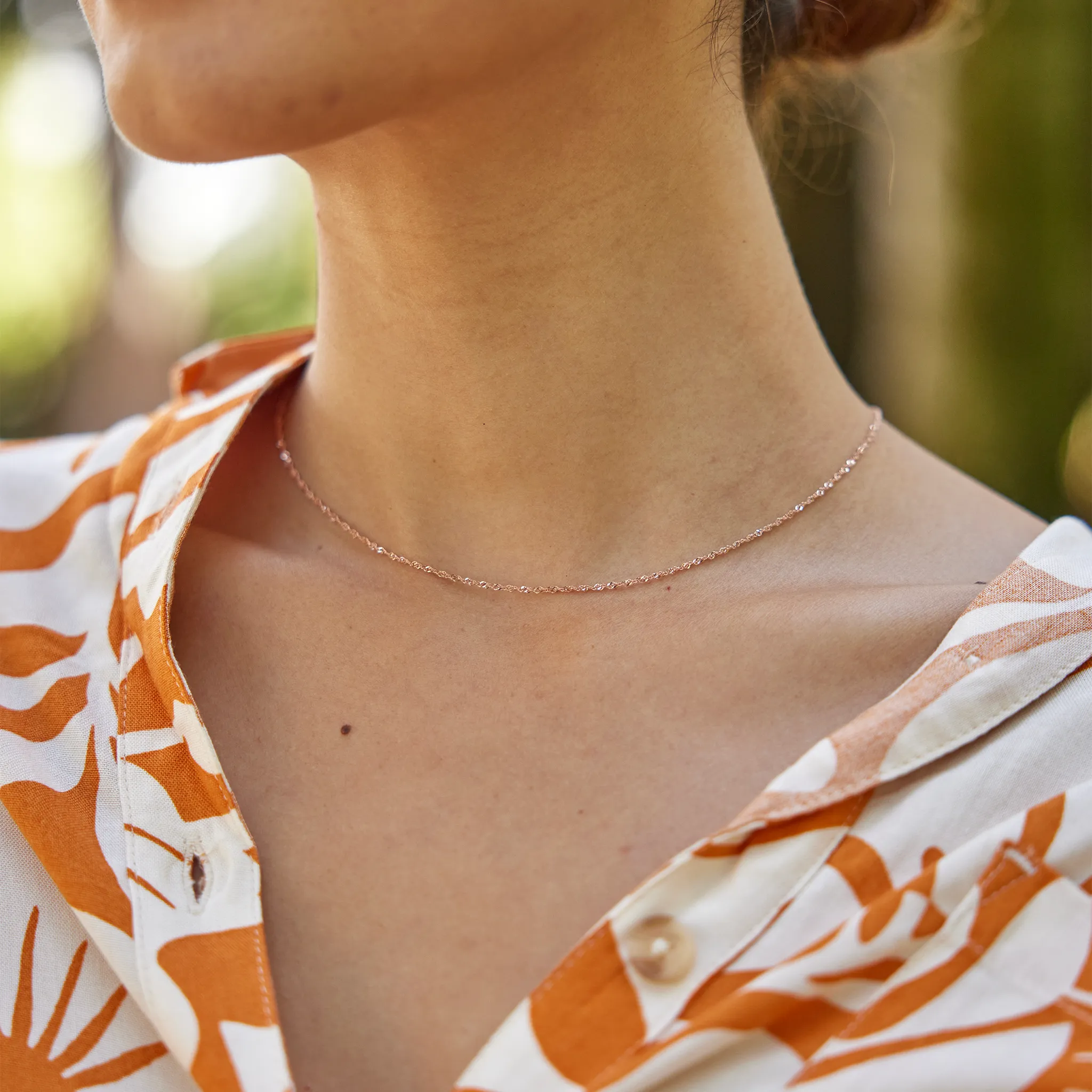 1.0mm Singapore Chain in Rose Gold