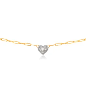 14ct Yellow and White Gold 1/2 Carat Diamond Heart Pendant On 41cm Chain