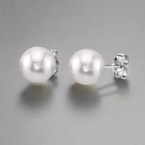 14K W Gold 6x6.5mm Cultured Akoya Pearl Stud Earrings
