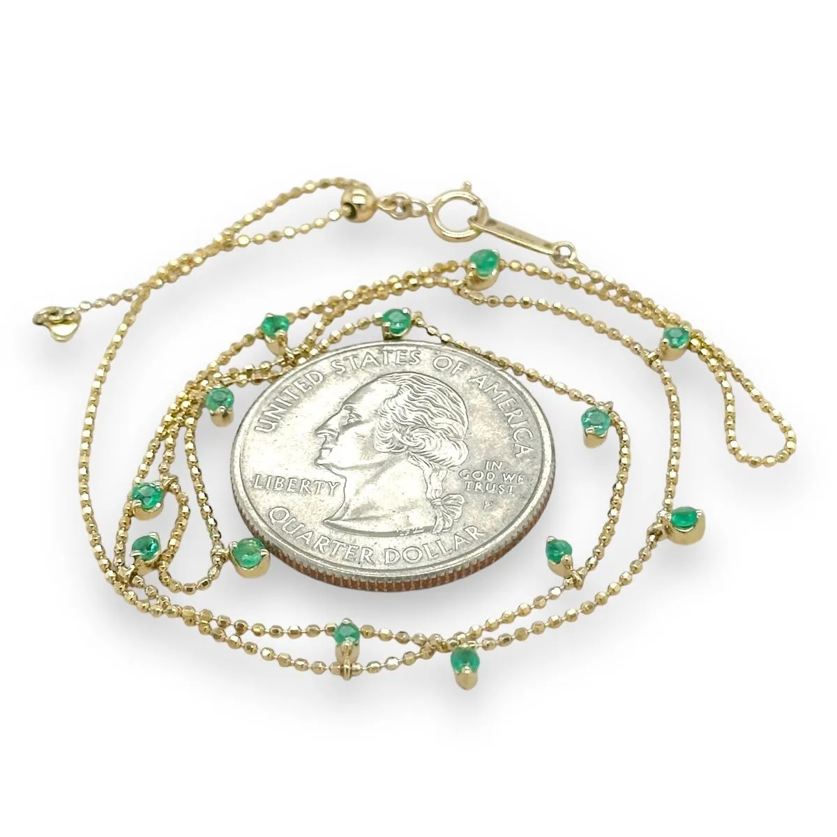 14K Y Gold 0.60ctw Emerald Drop Necklace