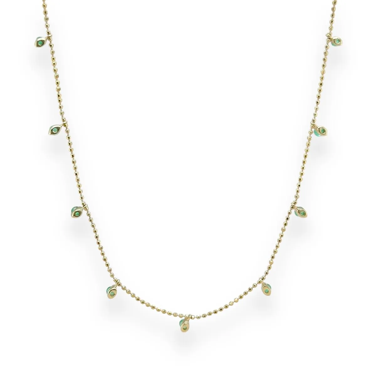 14K Y Gold 0.60ctw Emerald Drop Necklace