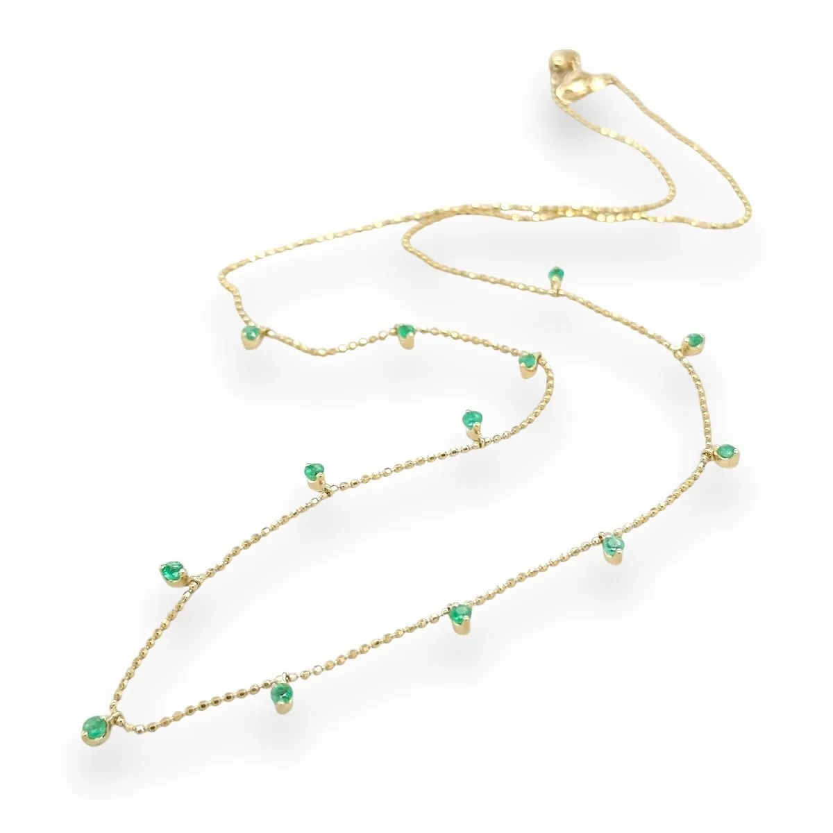 14K Y Gold 0.60ctw Emerald Drop Necklace