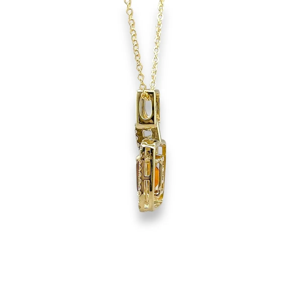 14K Y Gold 0.95ct Citrine and 0.15ct G/SI1 Diamond Pendant