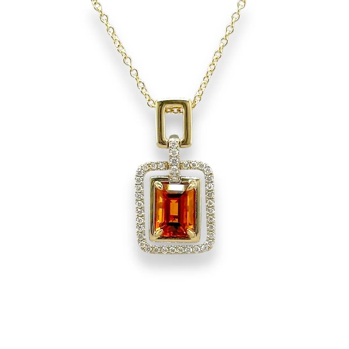 14K Y Gold 0.95ct Citrine and 0.15ct G/SI1 Diamond Pendant