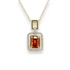 14K Y Gold 0.95ct Citrine and 0.15ct G/SI1 Diamond Pendant