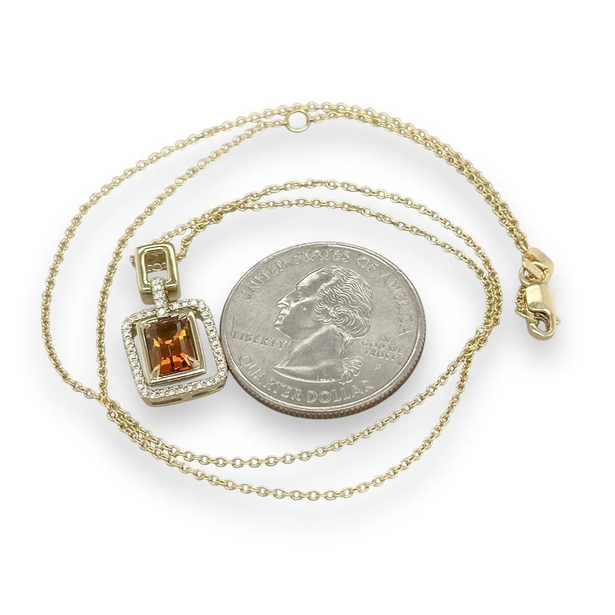 14K Y Gold 0.95ct Citrine and 0.15ct G/SI1 Diamond Pendant