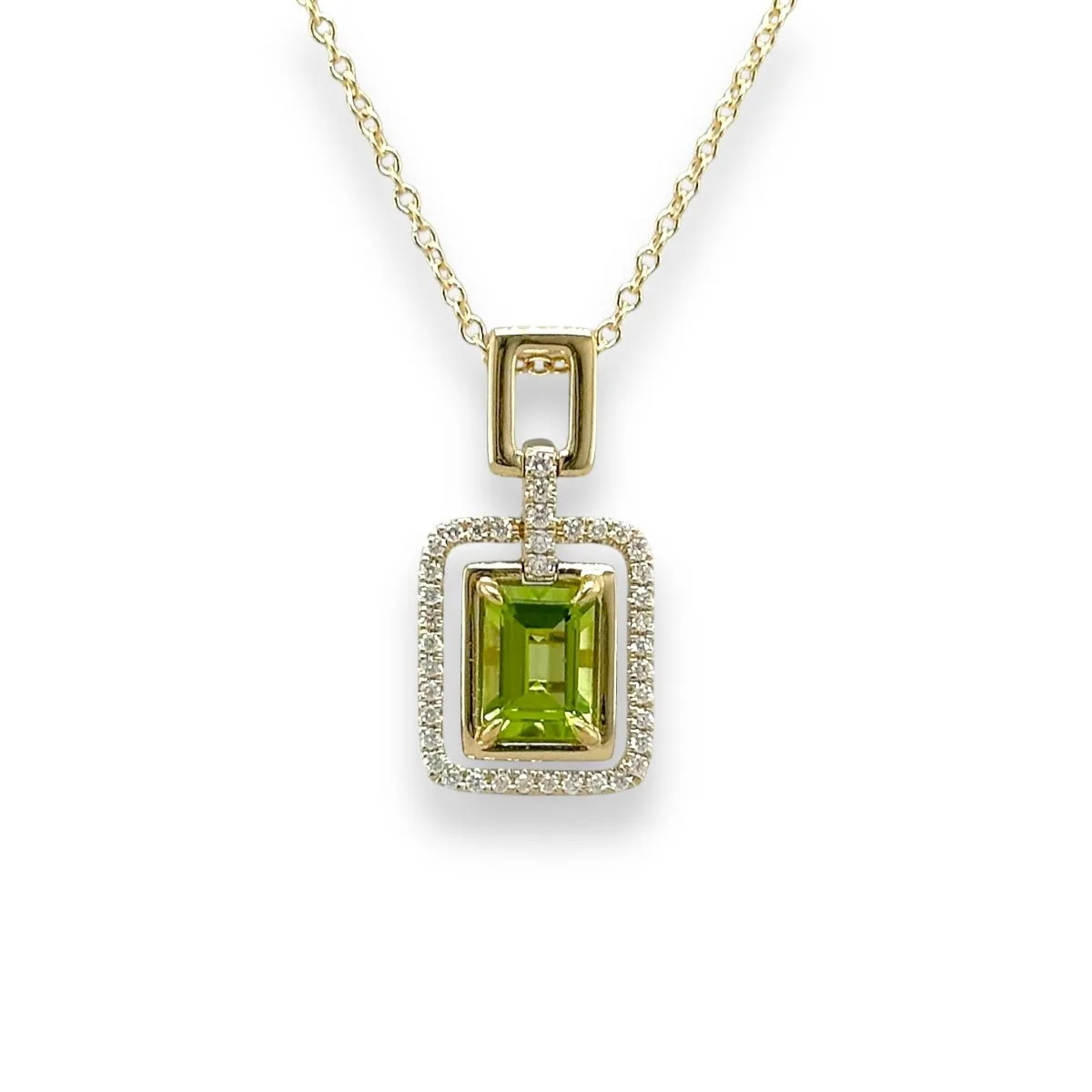 14K Y Gold 0.95ct Peridot and 0.15ct G/SI1 Diamond Pendant