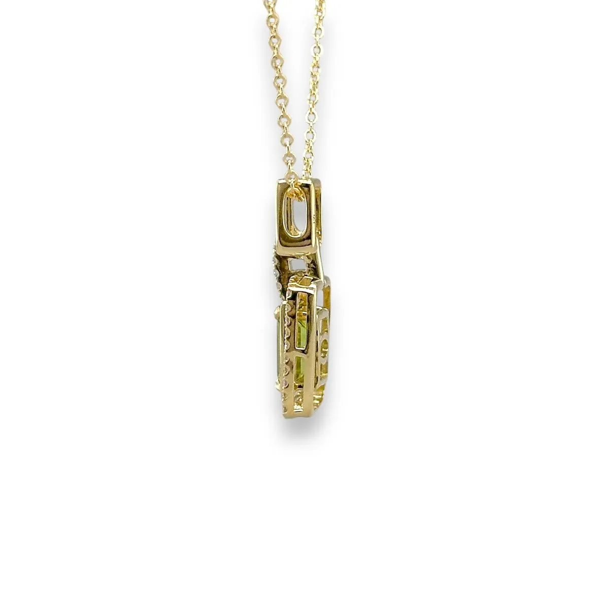 14K Y Gold 0.95ct Peridot and 0.15ct G/SI1 Diamond Pendant