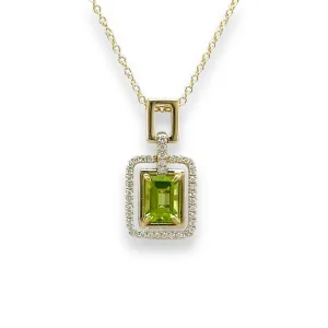 14K Y Gold 0.95ct Peridot and 0.15ct G/SI1 Diamond Pendant