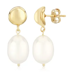 14K Y Gold 10x8mm FWP Drop Earrings