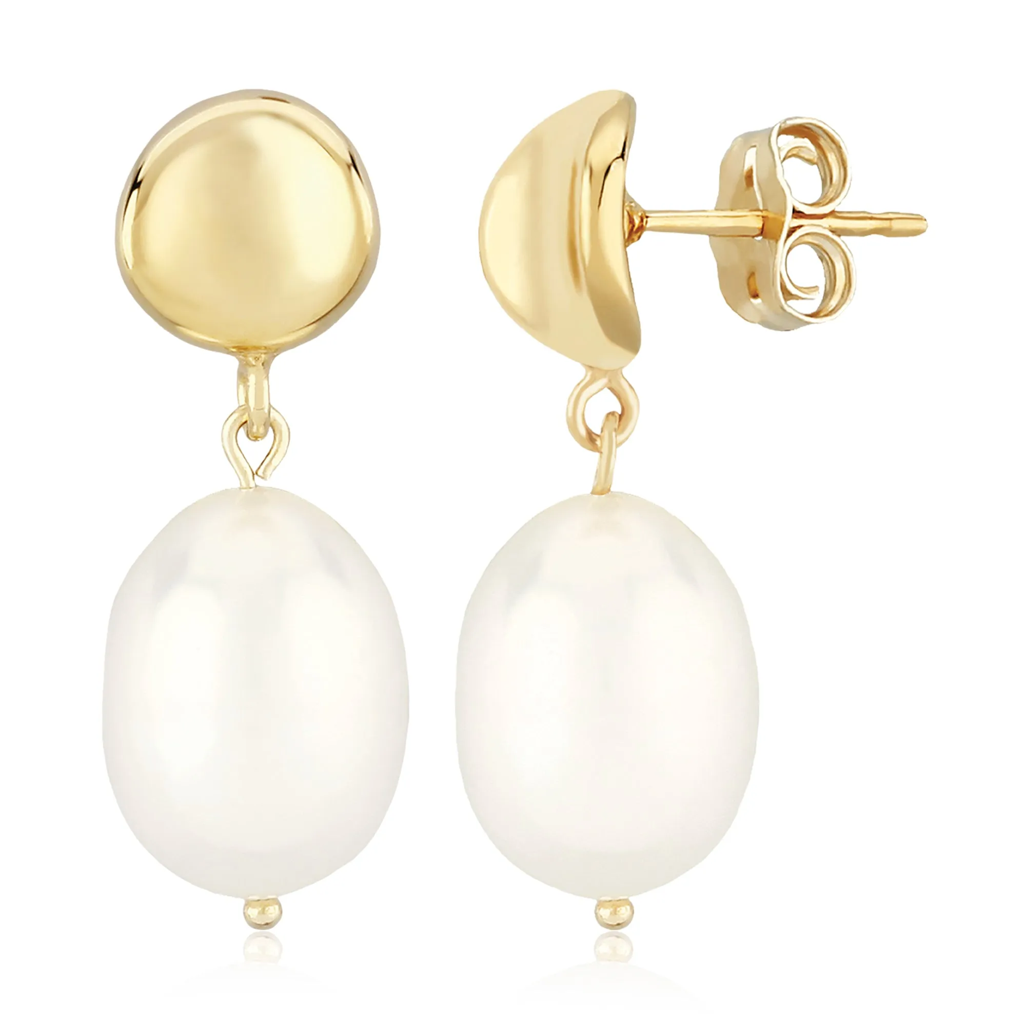 14K Y Gold 10x8mm FWP Drop Earrings