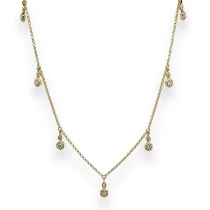 14K Y Gold 18" 0.30ctw G/SI1 Diamond Diamond Station Drop Necklace