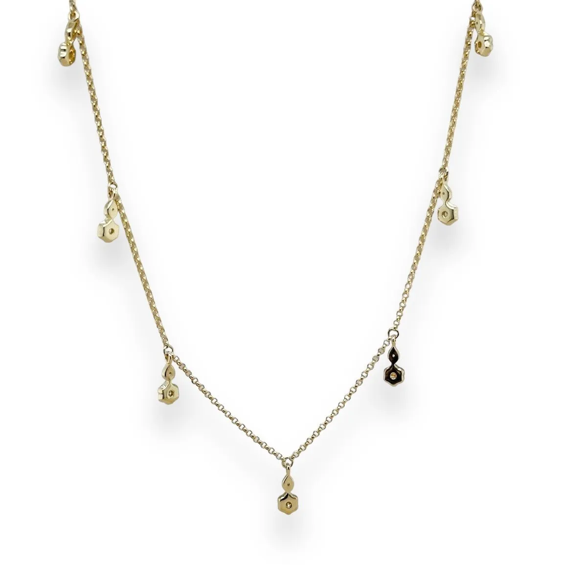 14K Y Gold 18" 0.30ctw G/SI1 Diamond Diamond Station Drop Necklace
