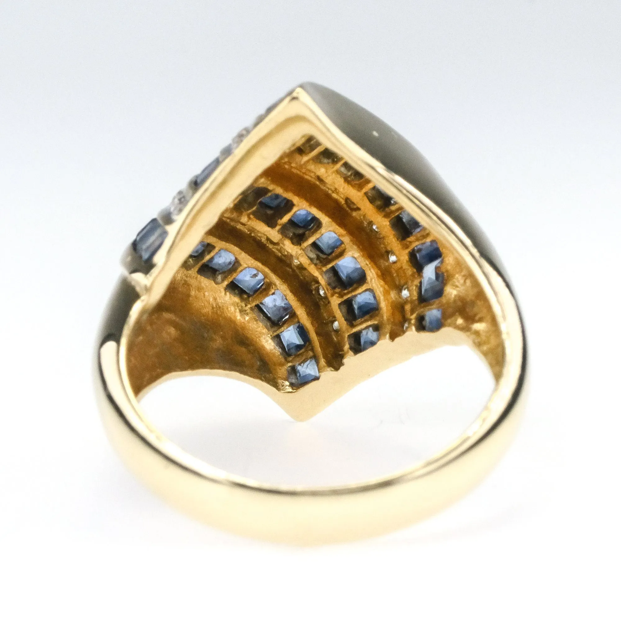 14K Yellow Gold 1.50ctw Sapphire and Diamond Accents Free-Form Gemstone Ring
