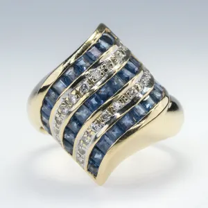14K Yellow Gold 1.50ctw Sapphire and Diamond Accents Free-Form Gemstone Ring