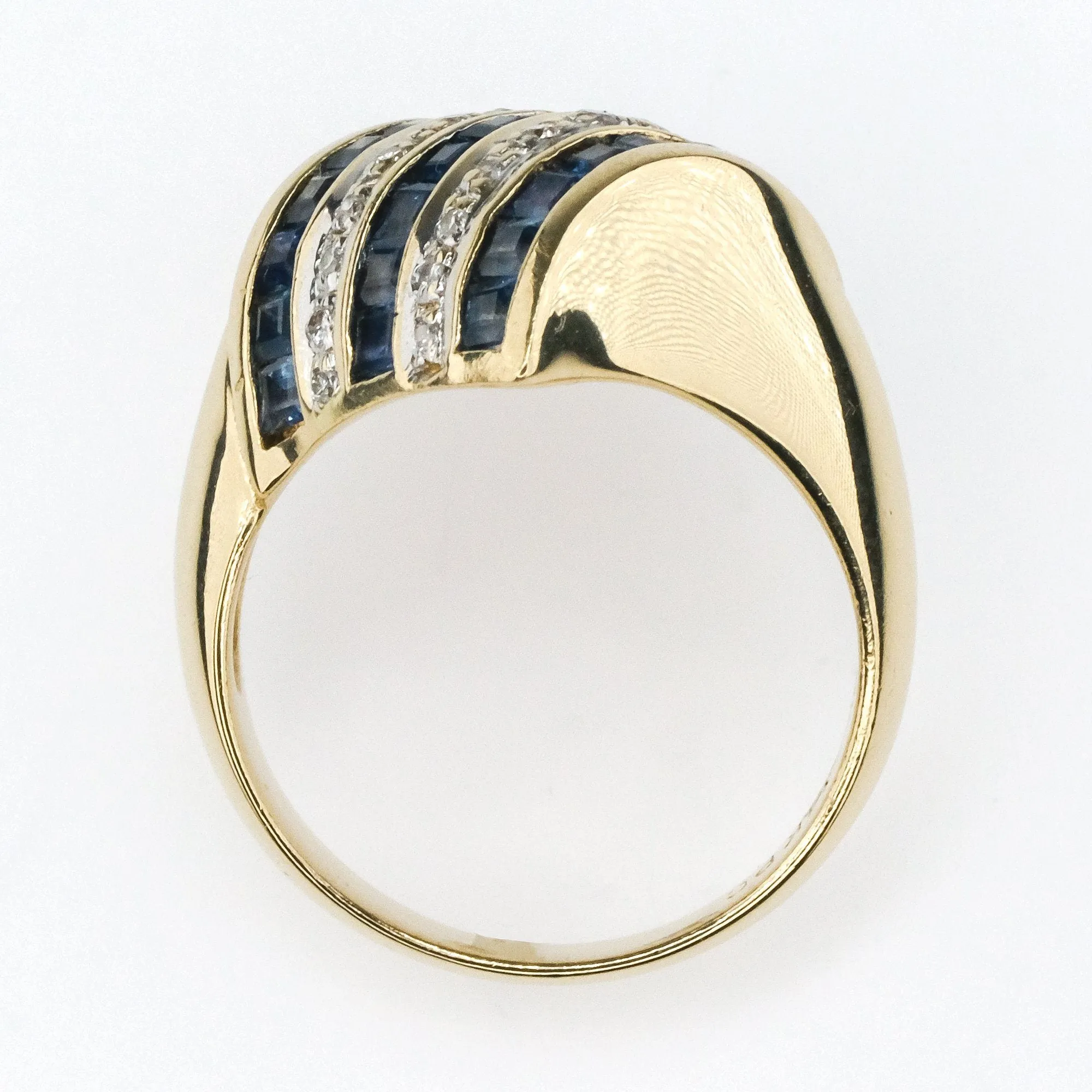 14K Yellow Gold 1.50ctw Sapphire and Diamond Accents Free-Form Gemstone Ring