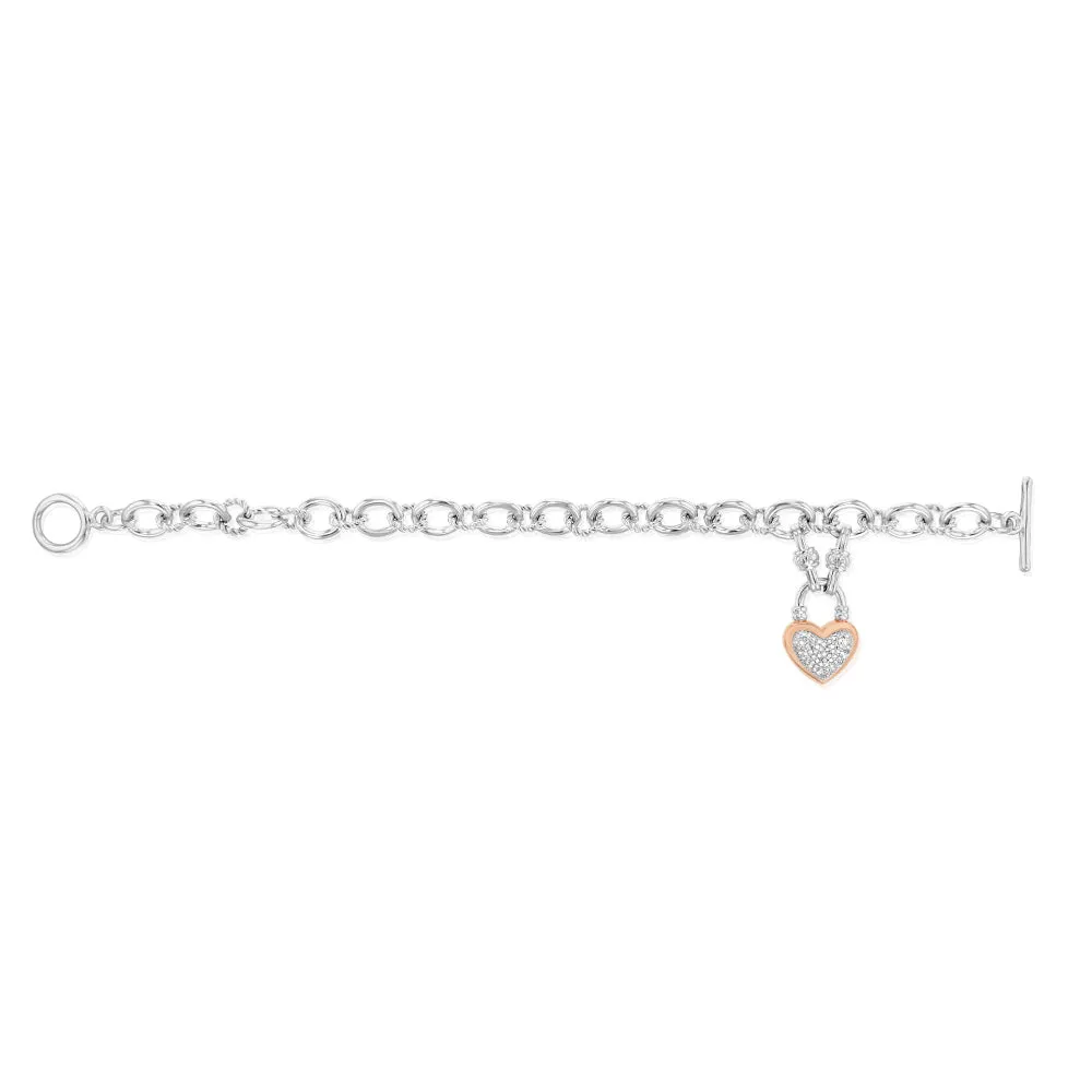1/5 Carat Diamond Heart Bracelet in Gold Plated Sterling Silver