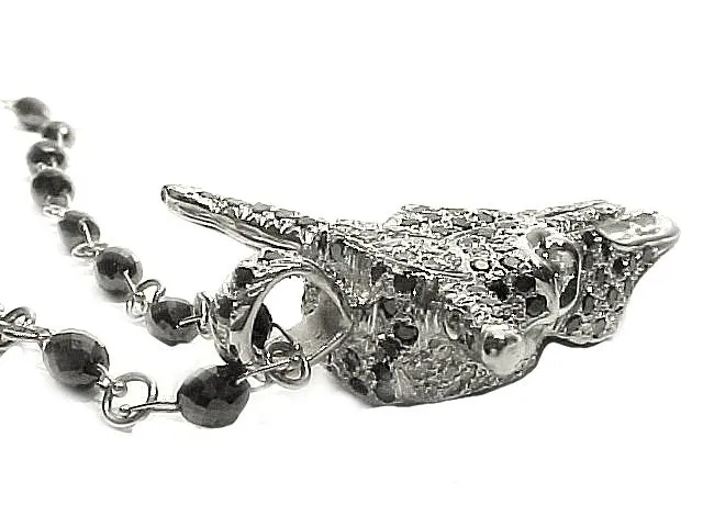 18kt White Gold Pav White and Black Diamond Calf Skull Charm