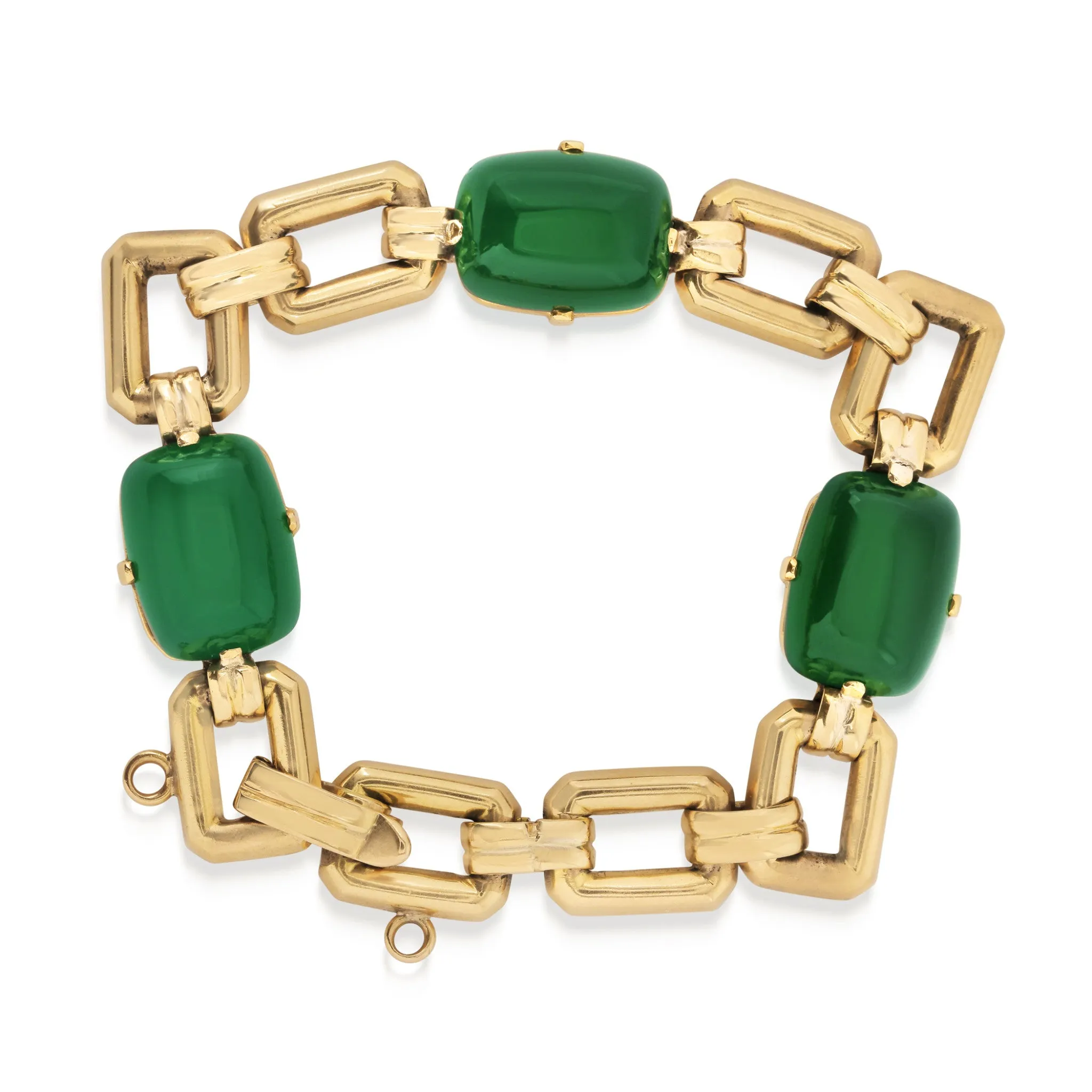 1950s 18KT Yellow Gold Chalcedony Bracelet