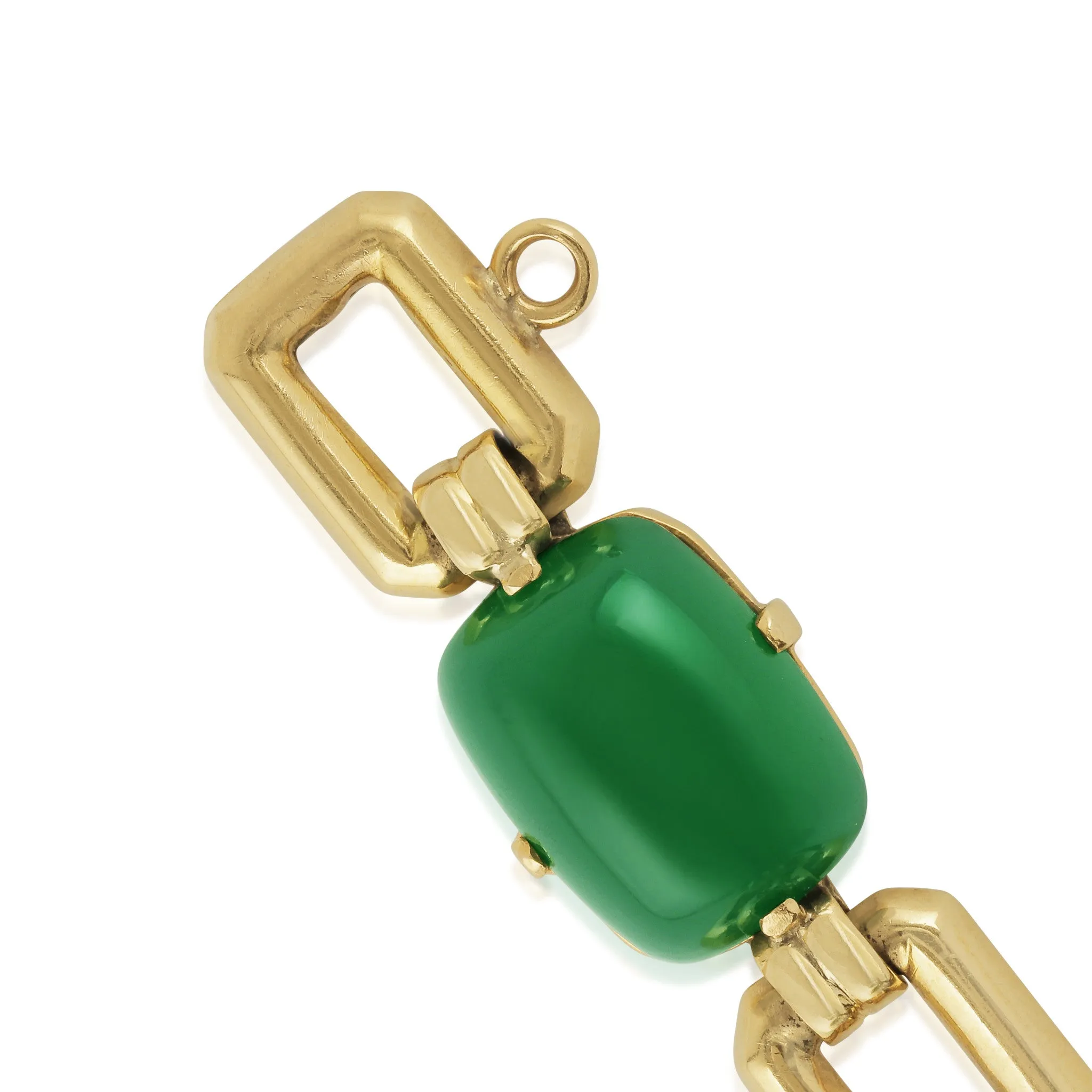 1950s 18KT Yellow Gold Chalcedony Bracelet