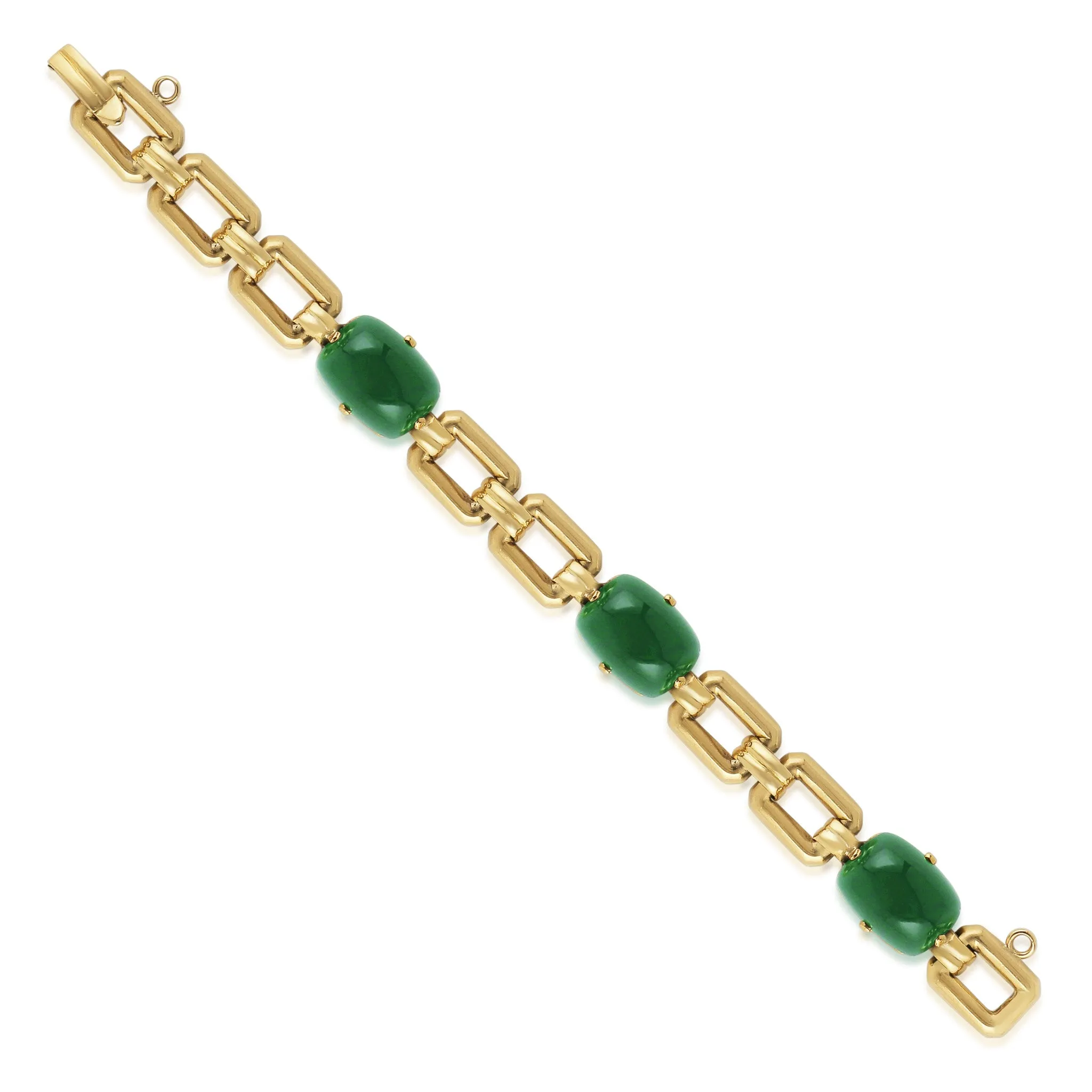 1950s 18KT Yellow Gold Chalcedony Bracelet