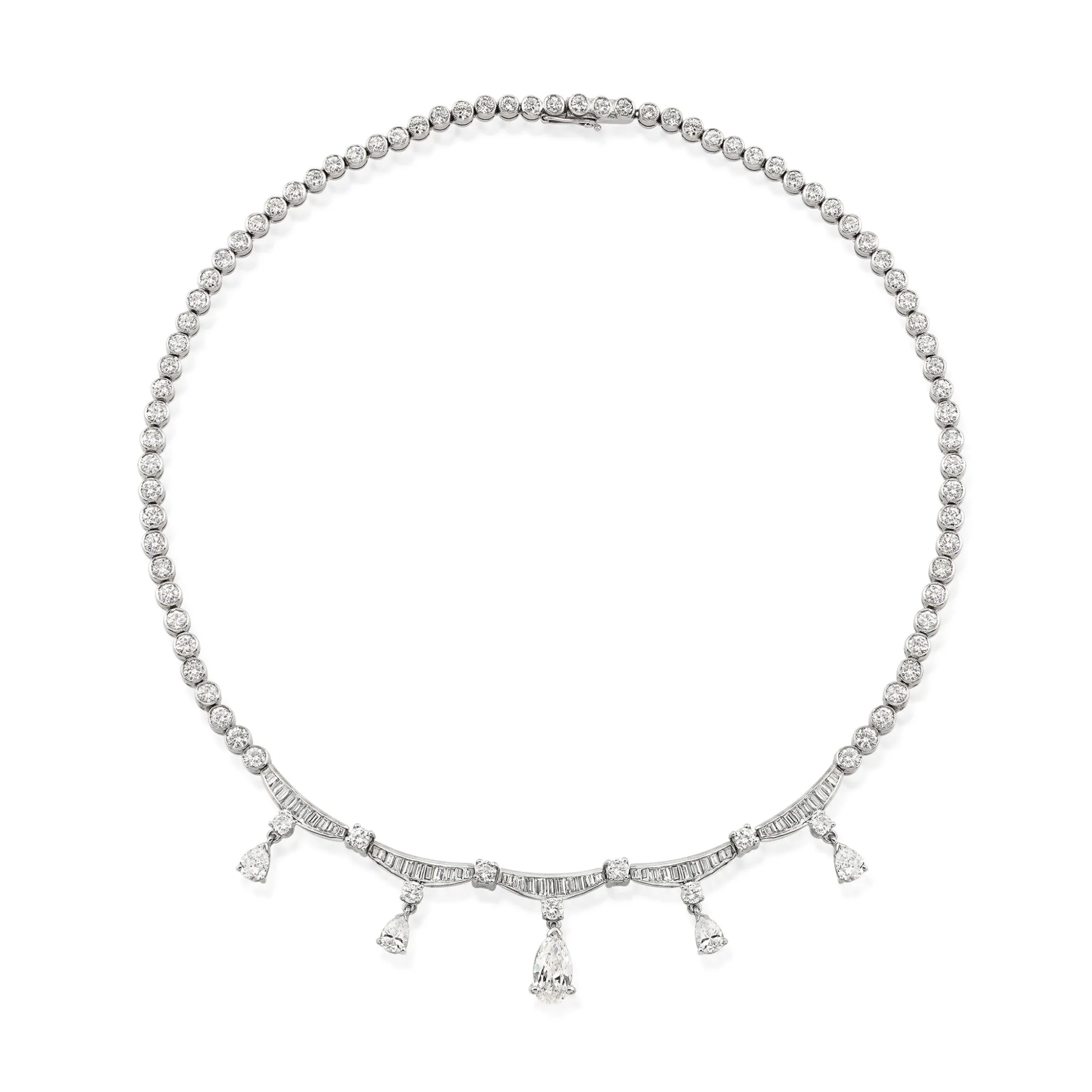 1960s Platinum Diamond Necklace