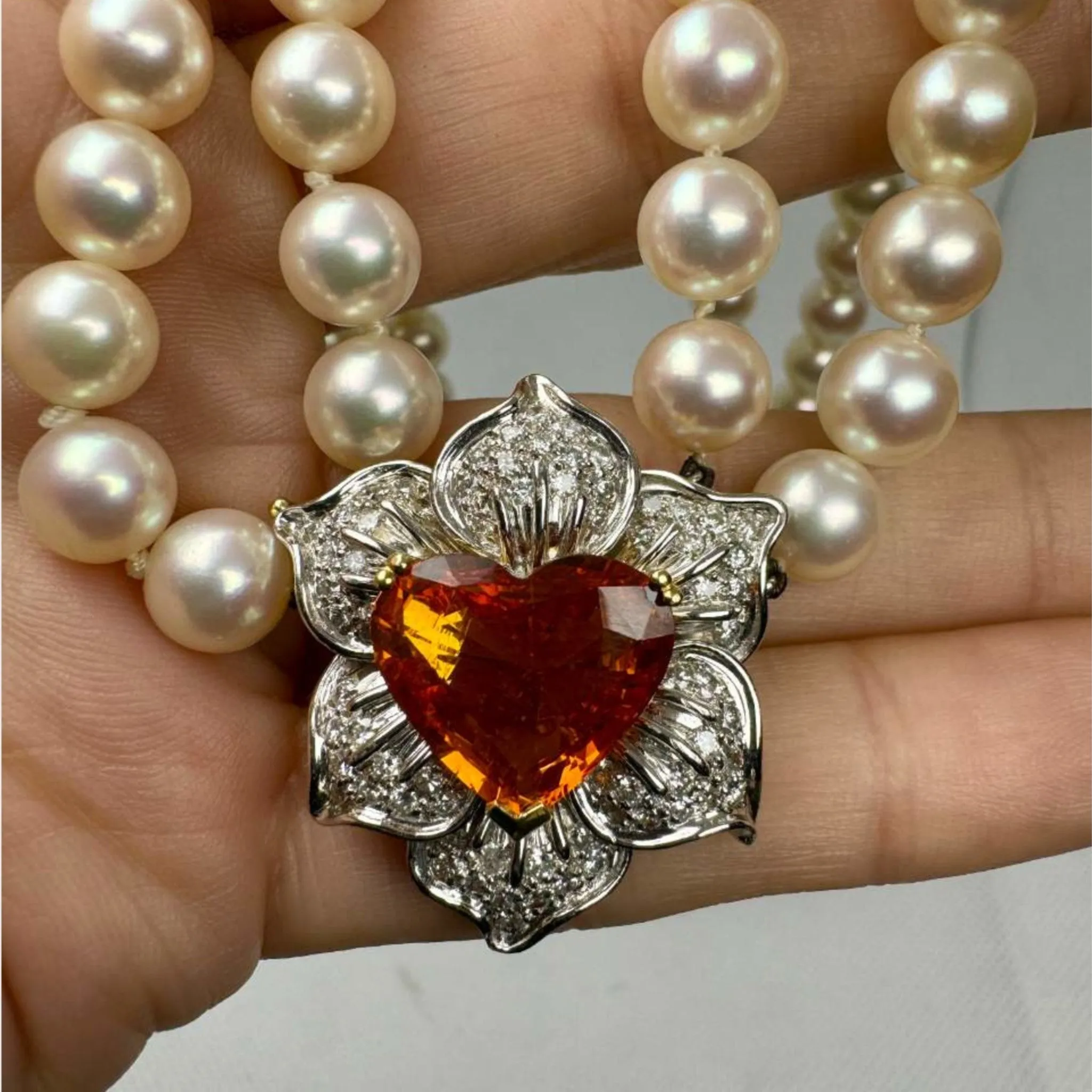 1980s 18KT Yellow Gold Sapphire, Diamond & Cultured Pearl Necklace