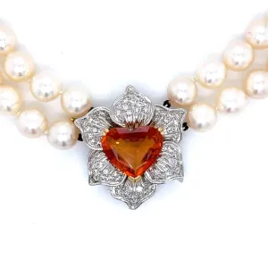 1980s 18KT Yellow Gold Sapphire, Diamond & Cultured Pearl Necklace