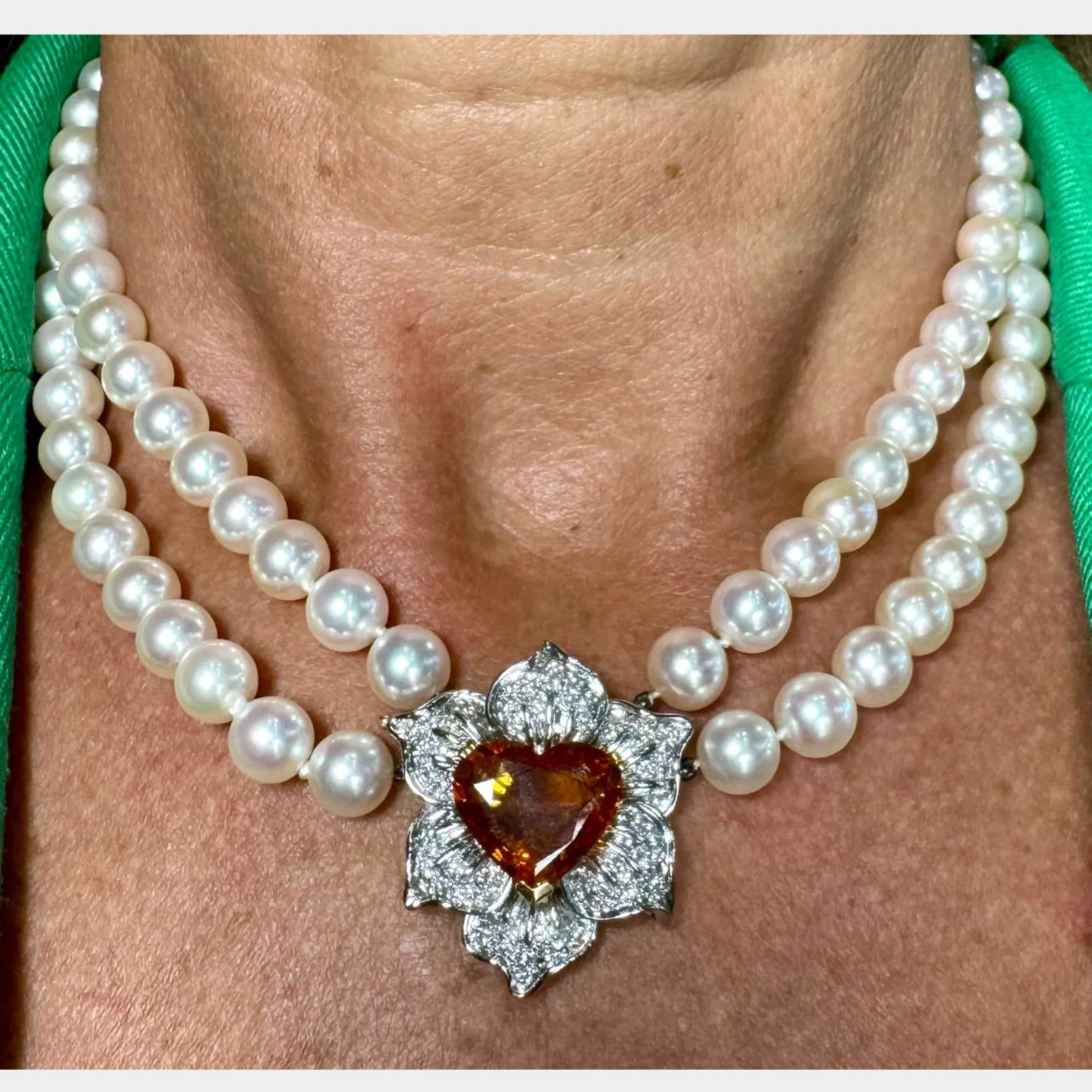 1980s 18KT Yellow Gold Sapphire, Diamond & Cultured Pearl Necklace